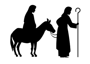 Mary on the donkey.